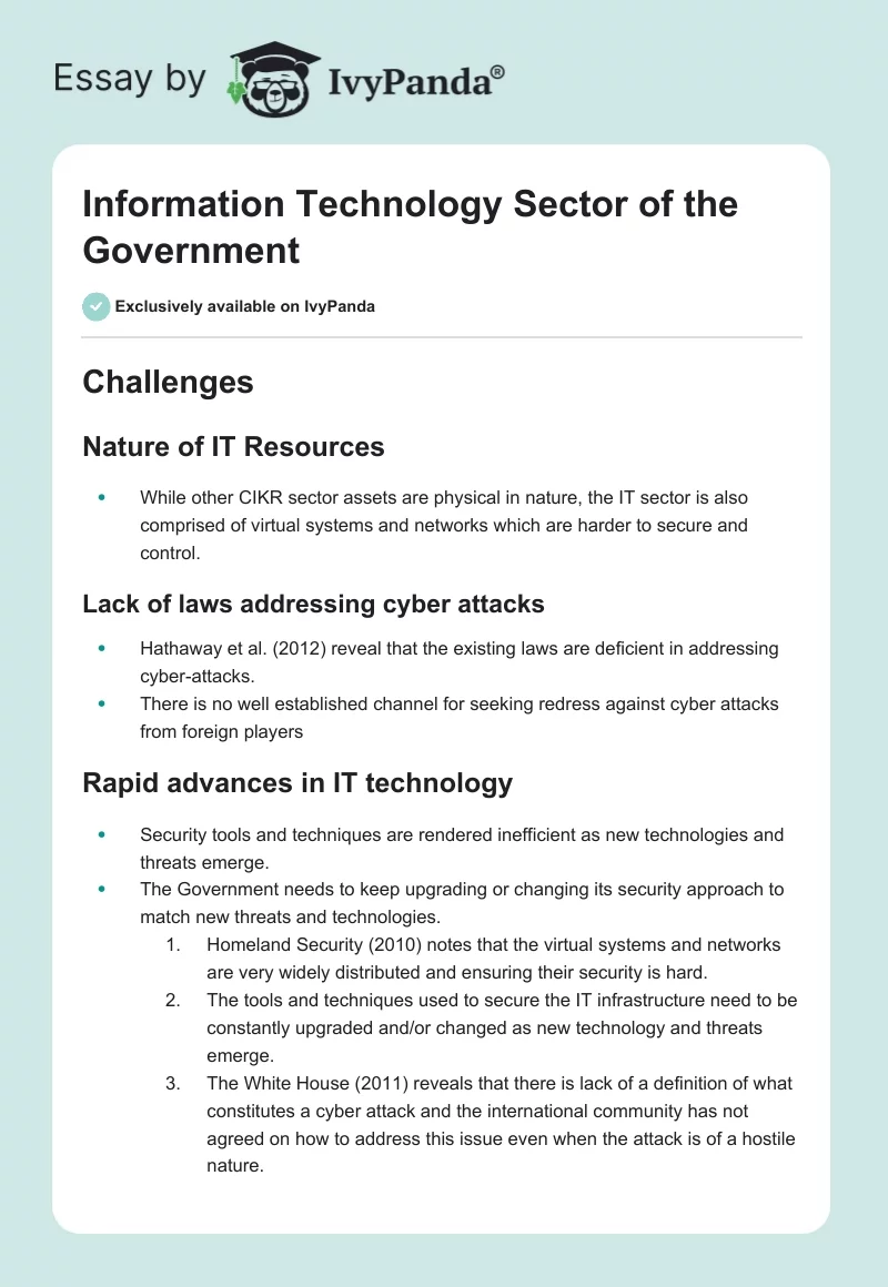 Information Technology Sector of the Government. Page 1