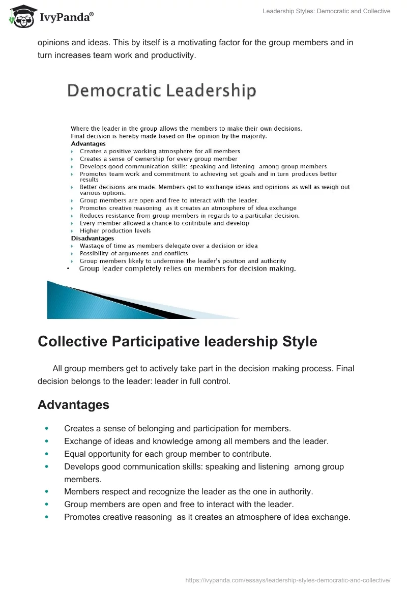 Leadership Styles: Democratic and Collective. Page 2