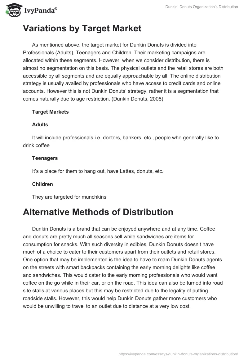 Dunkin’ Donuts Organization’s Distribution. Page 2
