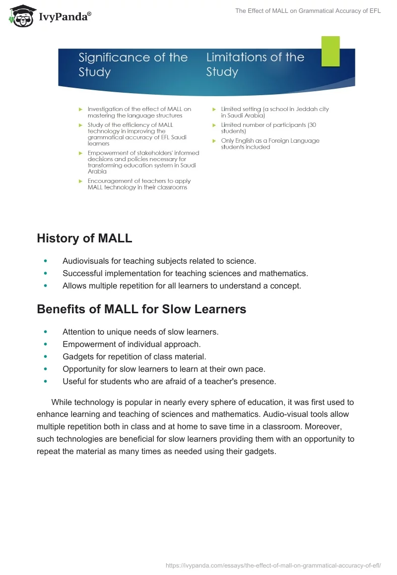 The Effect of MALL on Grammatical Accuracy of EFL. Page 5