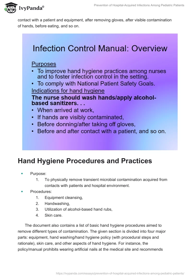 Prevention of Hospital-Acquired Infections Among Pediatric Patients. Page 2