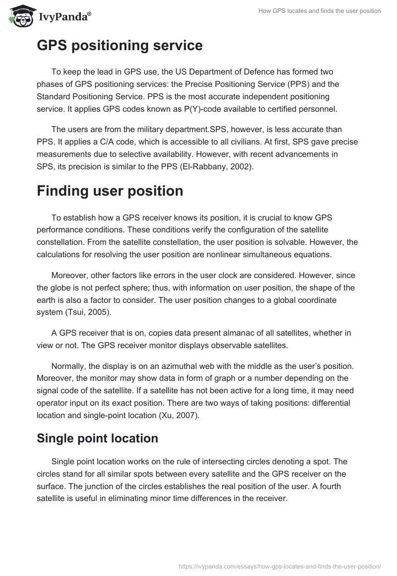 How GPS locates and finds the user position. Page 5