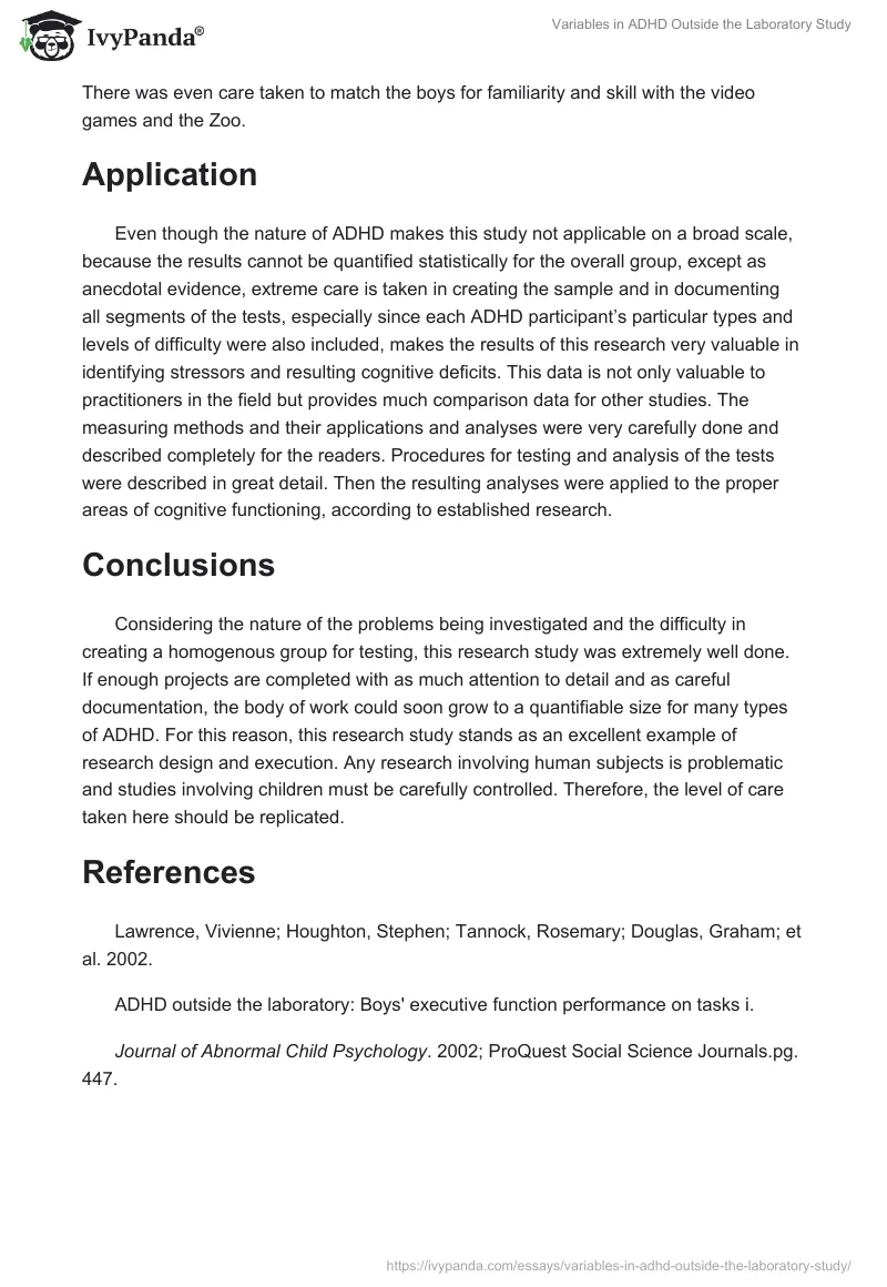 Variables in "ADHD Outside the Laboratory" Study. Page 2