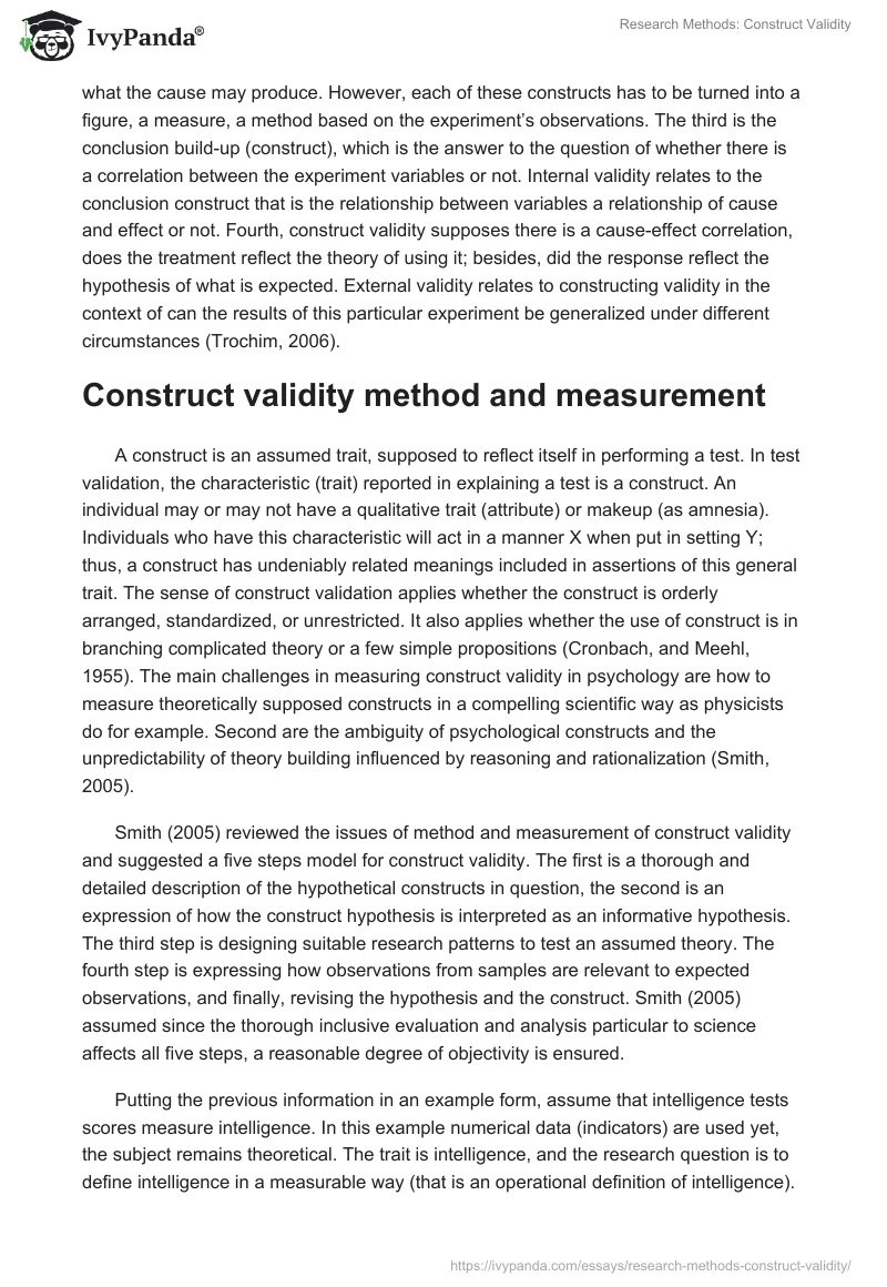 Research Methods: Construct Validity. Page 2