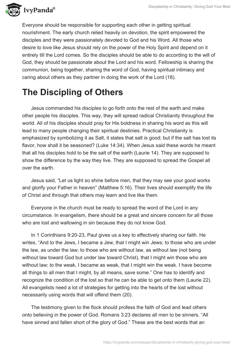 Discipleship in Christianity: Giving God Your Best. Page 3