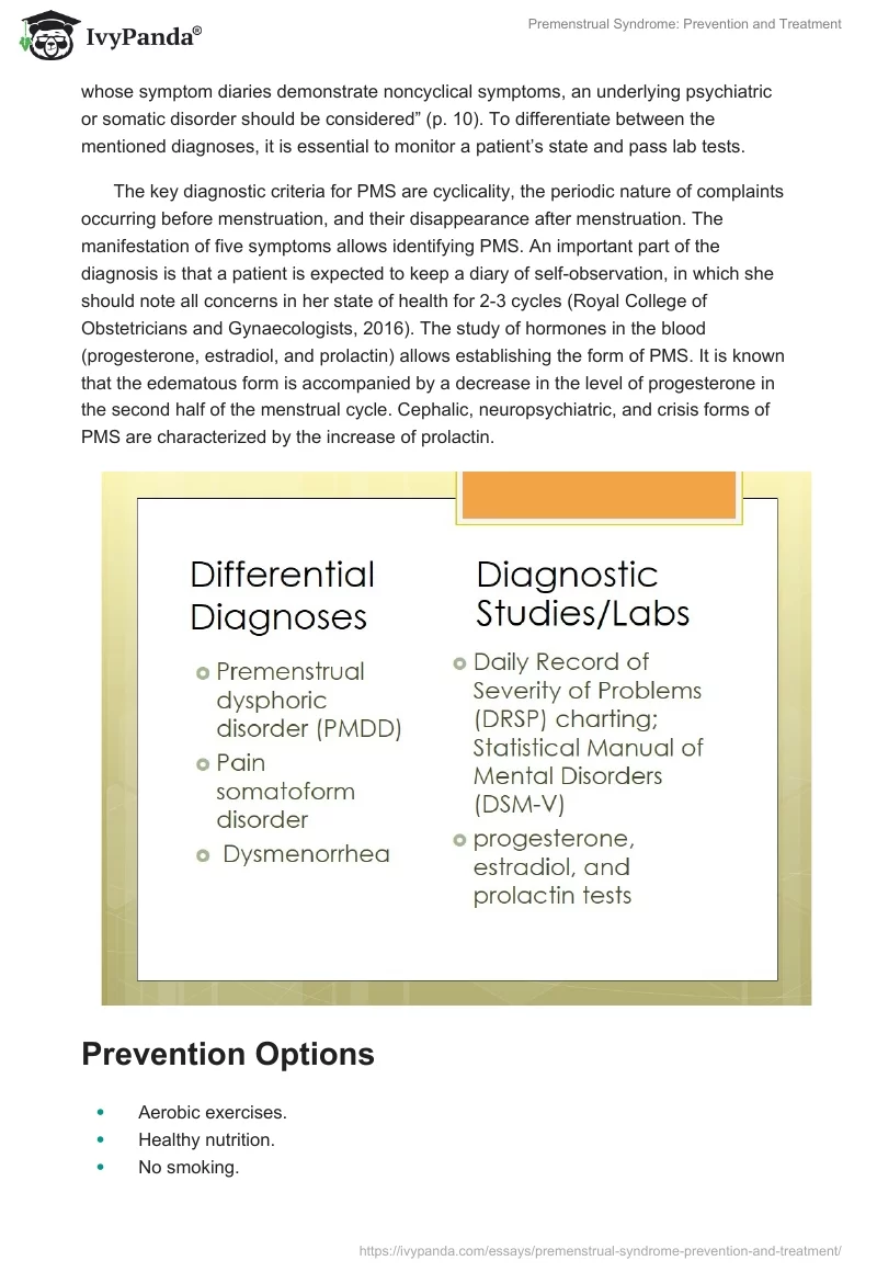 Premenstrual Syndrome: Prevention and Treatment. Page 5
