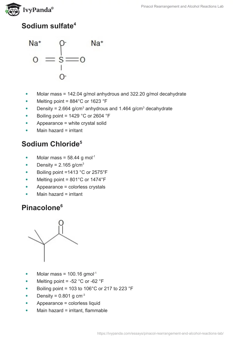 Pinacol Rearrangement and Alcohol Reactions Lab. Page 4