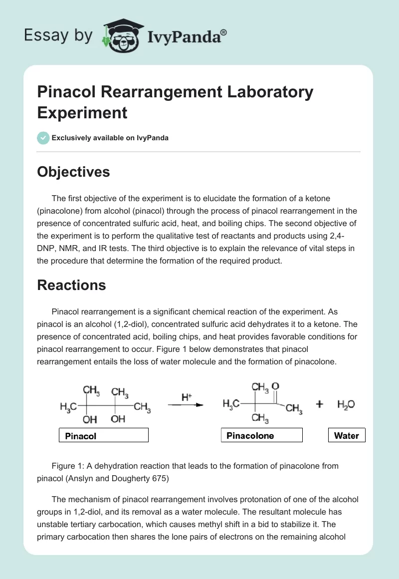 Pinacol Rearrangement Laboratory Experiment. Page 1