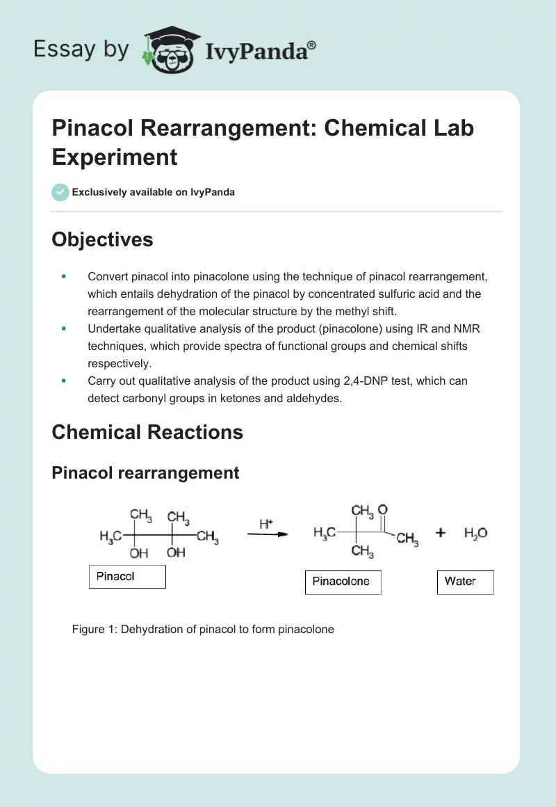 Pinacol Rearrangement: Chemical Lab Experiment. Page 1