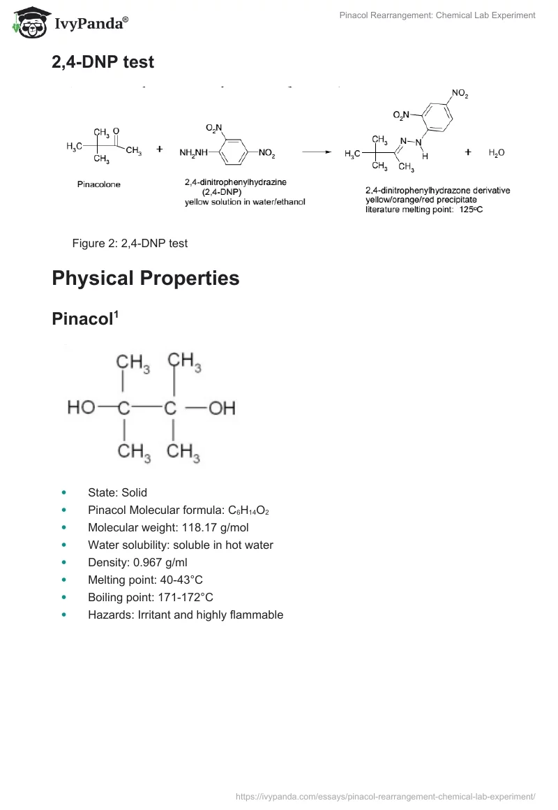 Pinacol Rearrangement: Chemical Lab Experiment. Page 2