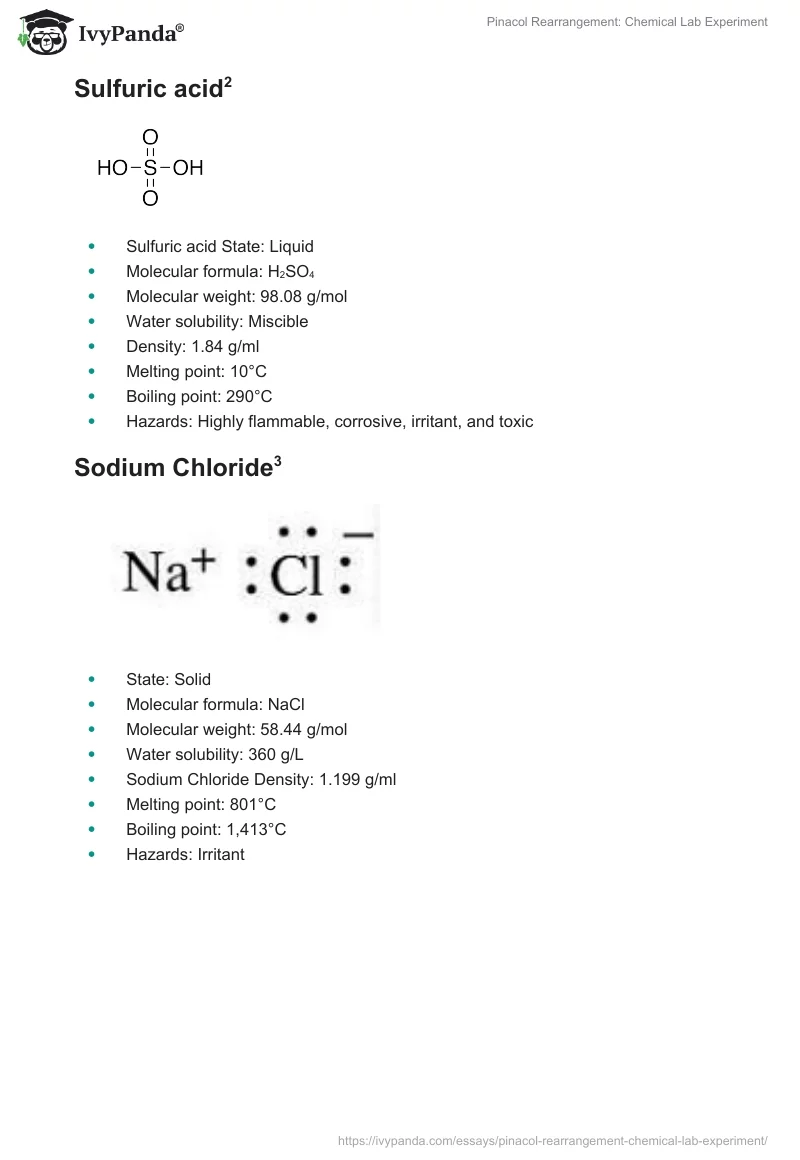 Pinacol Rearrangement: Chemical Lab Experiment. Page 3