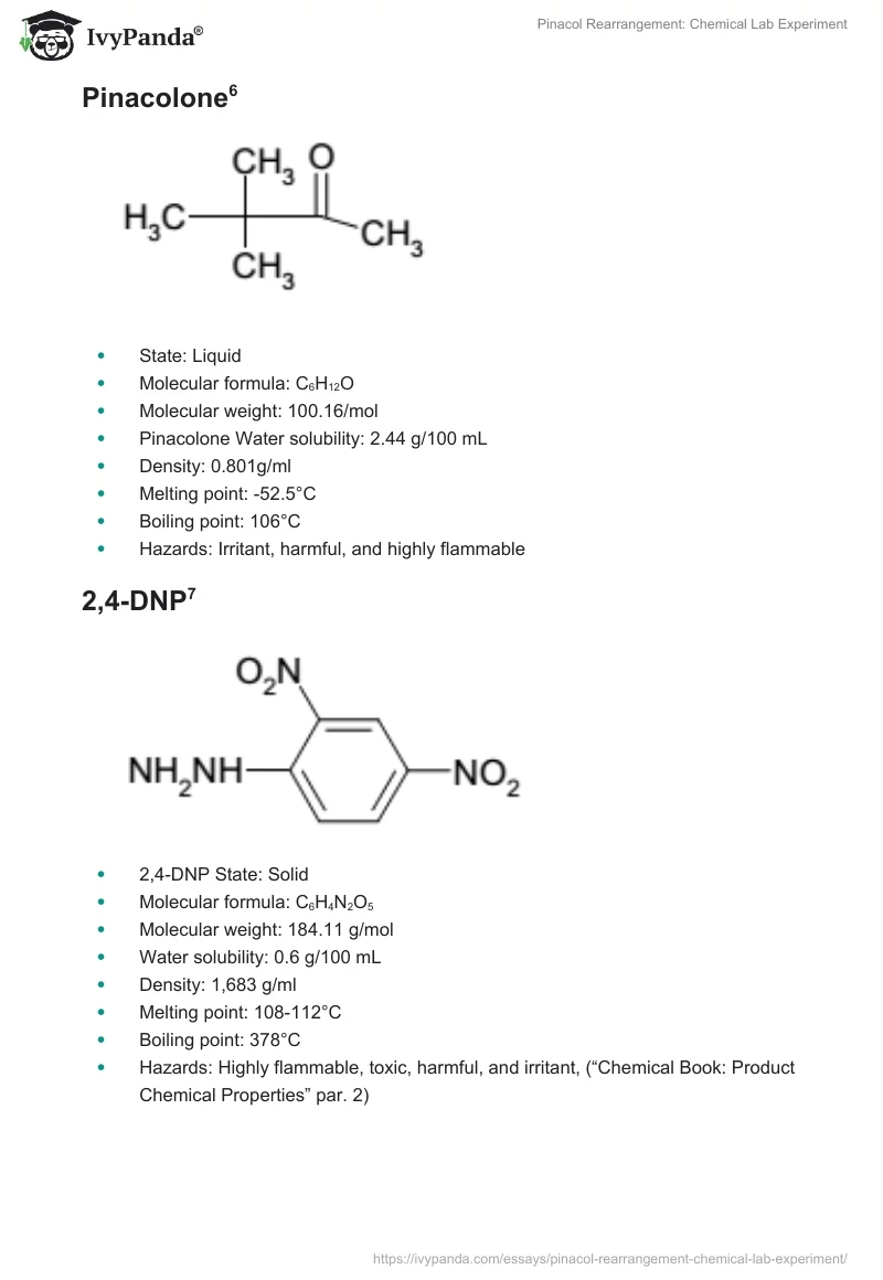 Pinacol Rearrangement: Chemical Lab Experiment. Page 5
