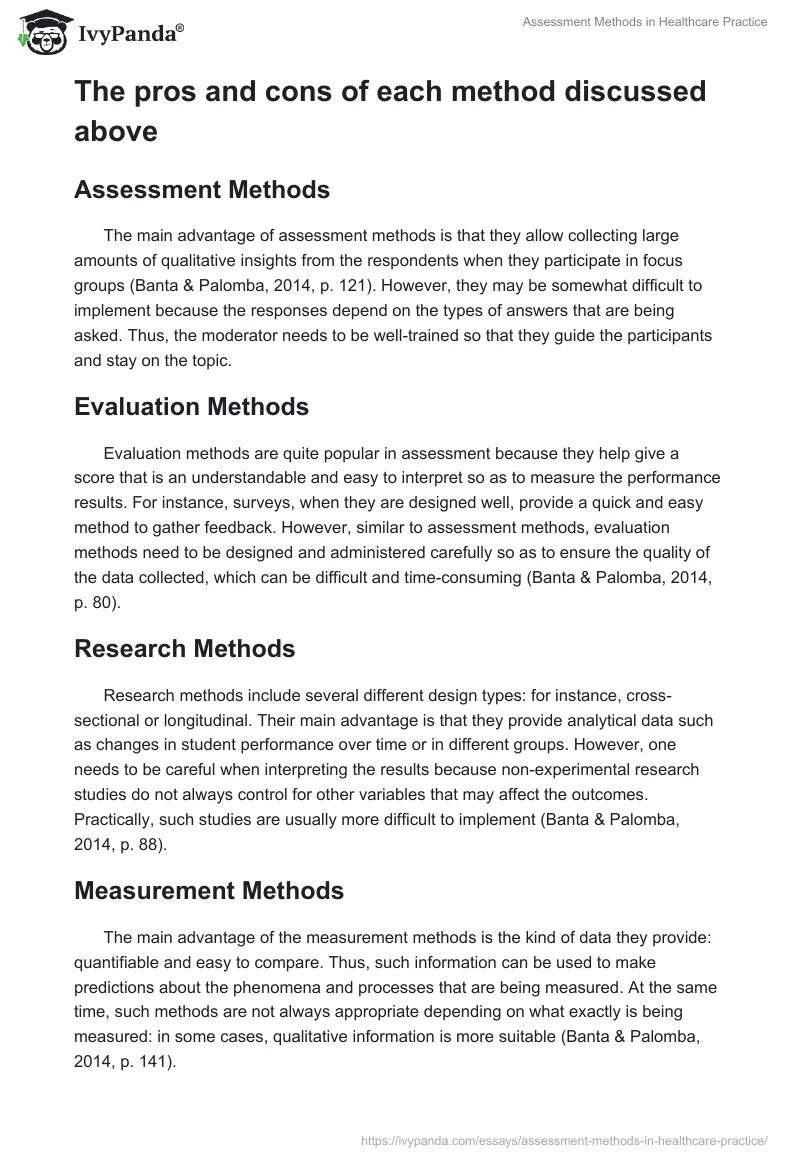 Assessment Methods in Healthcare Practice. Page 2