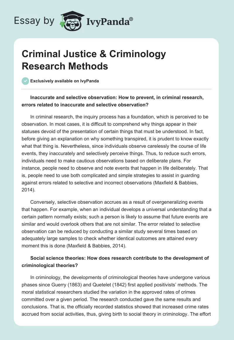 Criminal Justice & Criminology Research Methods. Page 1