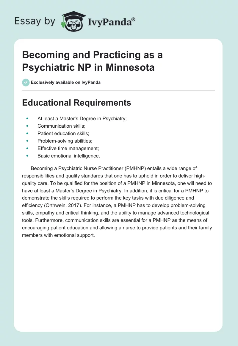 Becoming and Practicing as a Psychiatric NP in Minnesota. Page 1