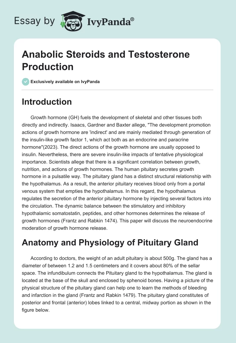Anabolic Steroids and Testosterone Production. Page 1