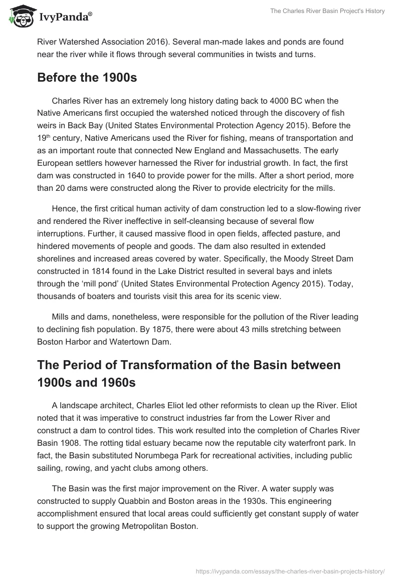 The Charles River Basin Project's History. Page 4