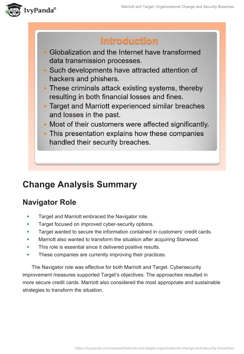 Marriott and Target: Organizational Change and Security Breaches. Page 2