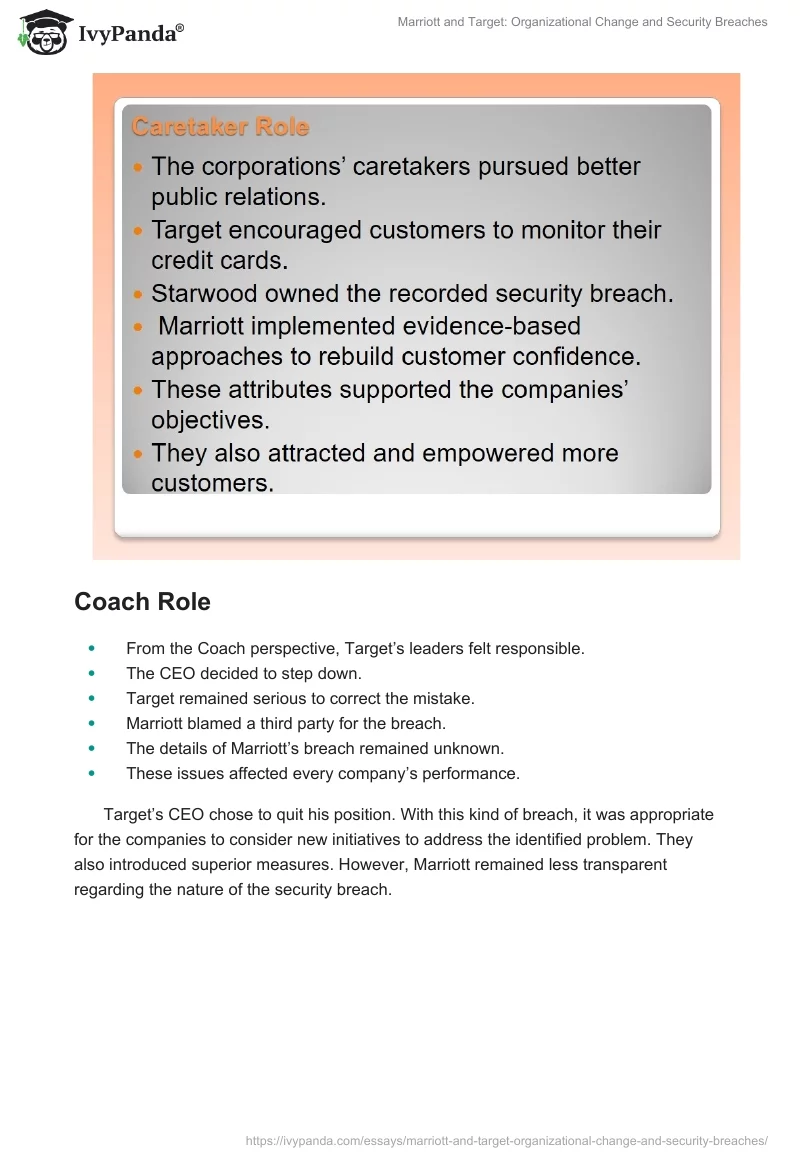 Marriott and Target: Organizational Change and Security Breaches. Page 4