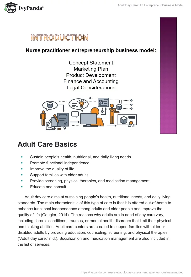 Adult Day Care: An Entrepreneur Business Model. Page 2