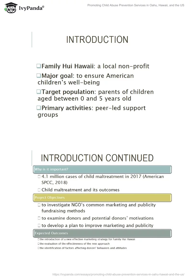 Promoting Child Abuse Prevention Services in Oahu, Hawaii, and the US. Page 3