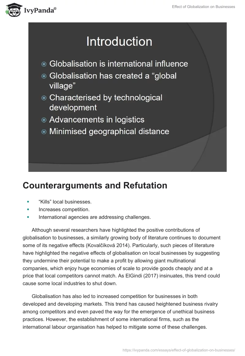 Effect of Globalization on Businesses. Page 2