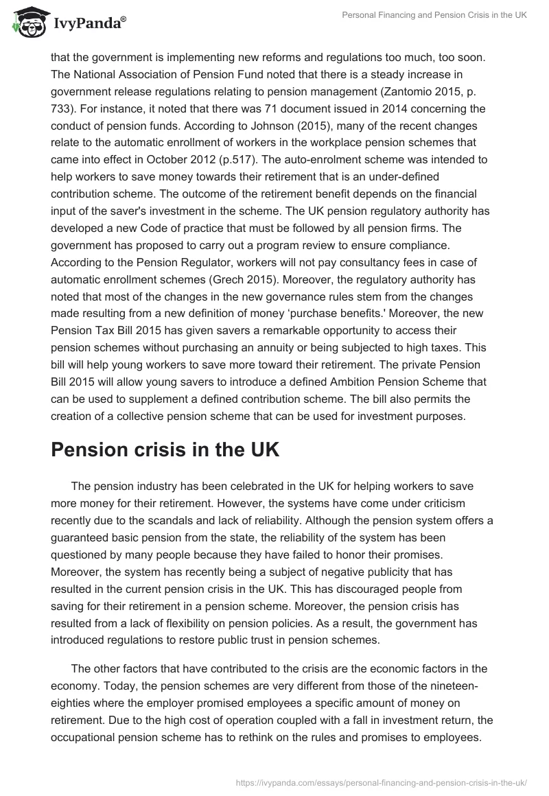 Personal Financing and Pension Crisis in the UK. Page 2