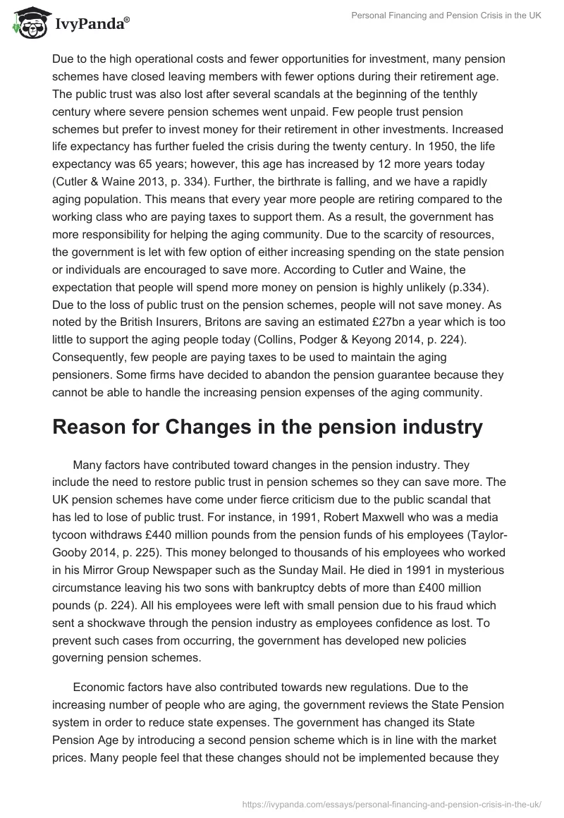 Personal Financing and Pension Crisis in the UK. Page 3