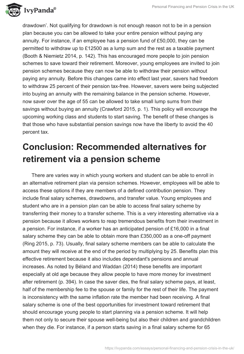Personal Financing and Pension Crisis in the UK. Page 5