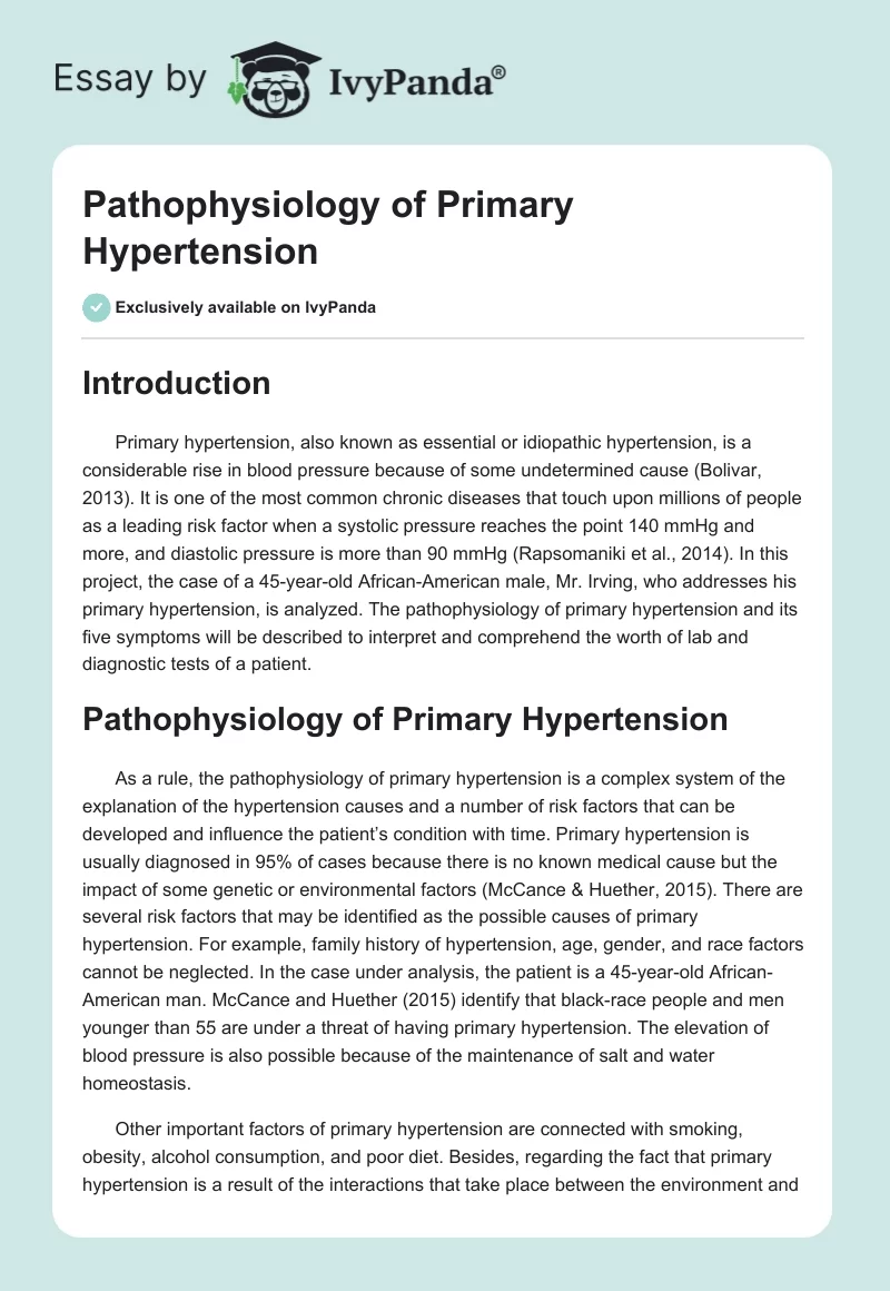 Pathophysiology of Primary Hypertension. Page 1