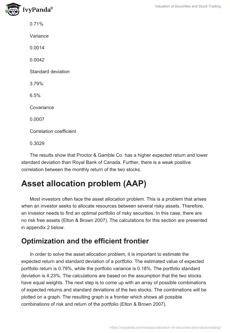 Valuation of Securities and Stock Trading. Page 3
