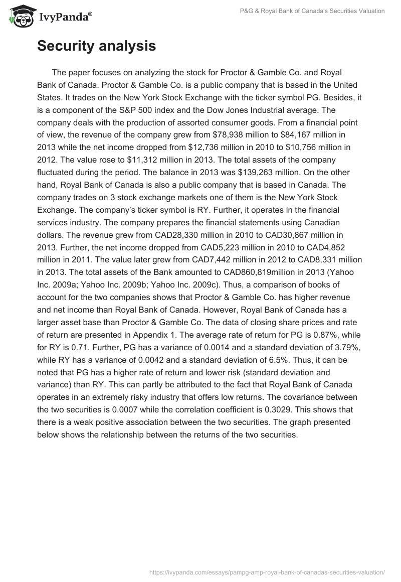 P&G & Royal Bank of Canada's Securities Valuation. Page 2