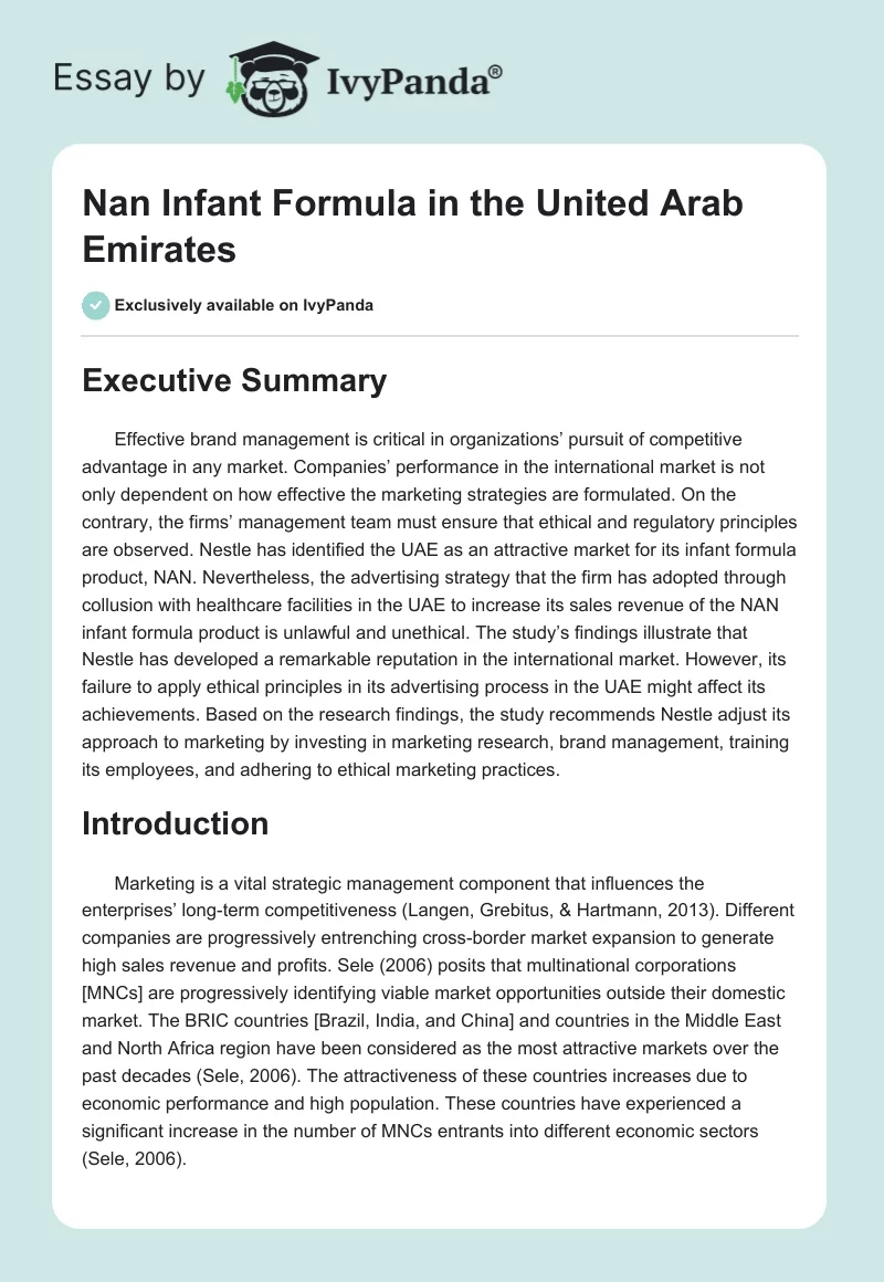 Nan Infant Formula in the United Arab Emirates. Page 1