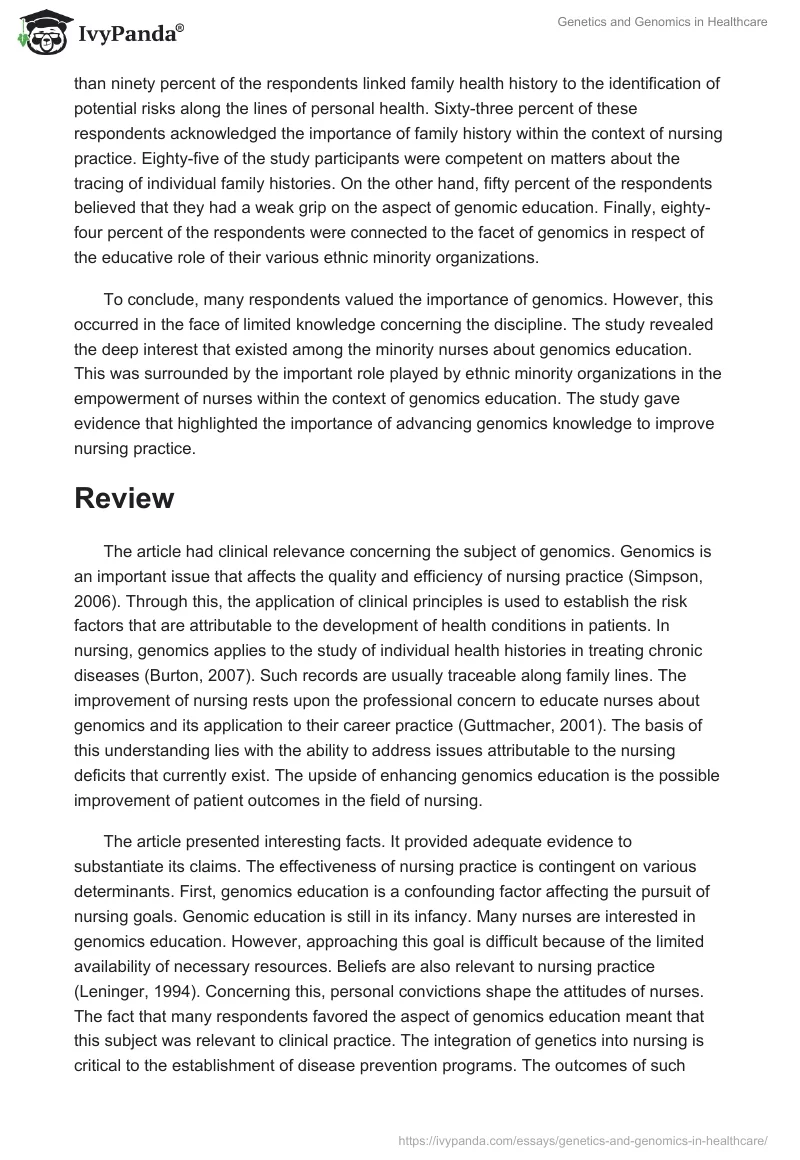 Genetics and Genomics in Healthcare. Page 2