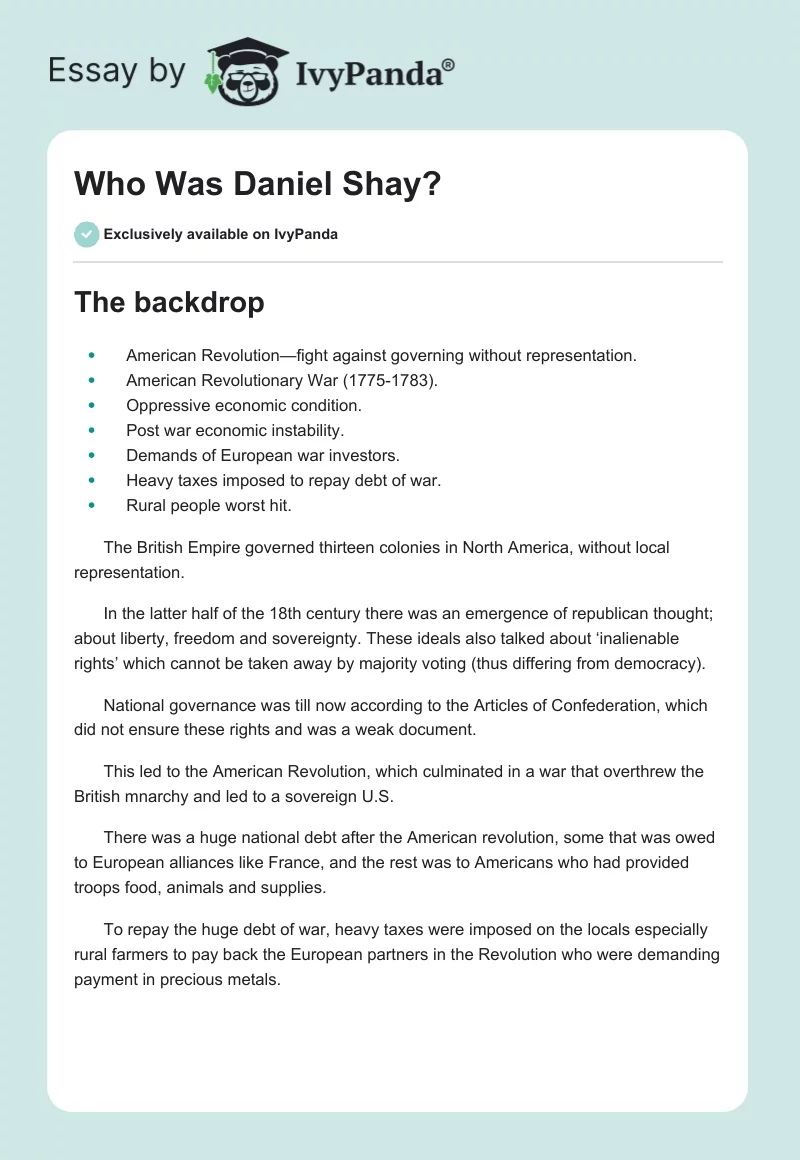 Who Was Daniel Shay?. Page 1