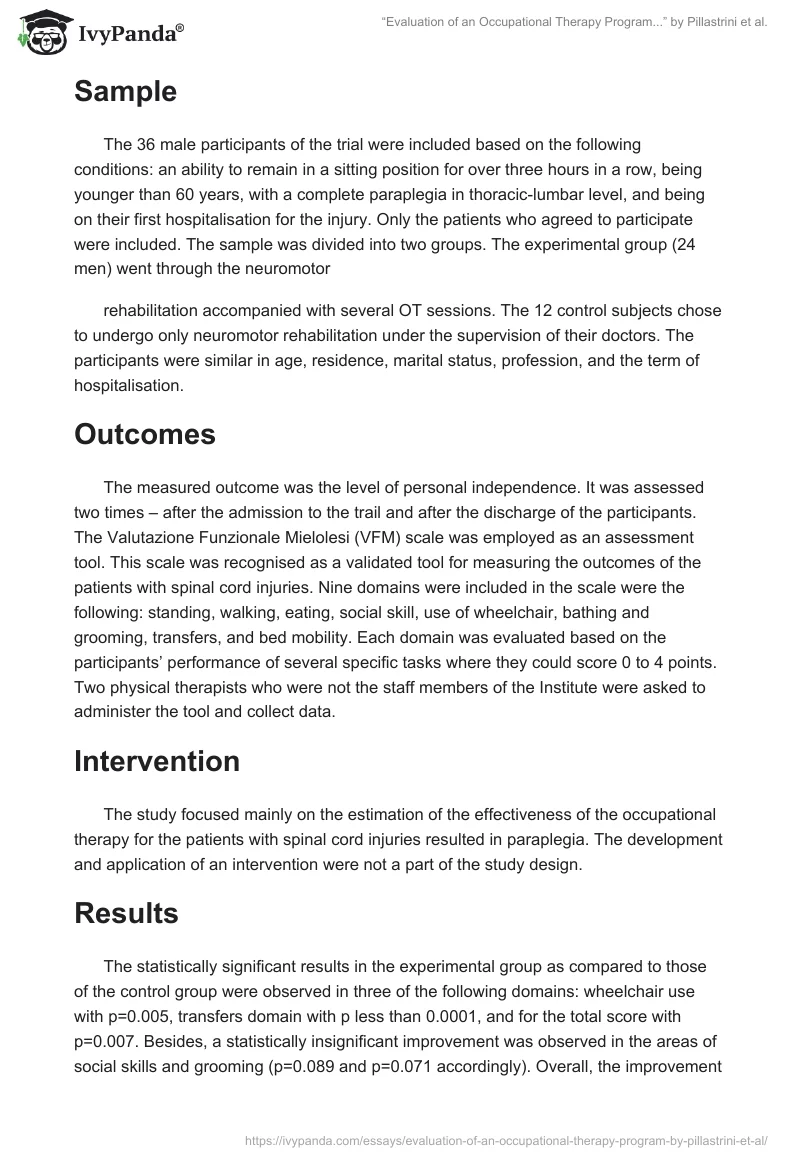 “Evaluation of an Occupational Therapy Program...” by Pillastrini et al.. Page 2