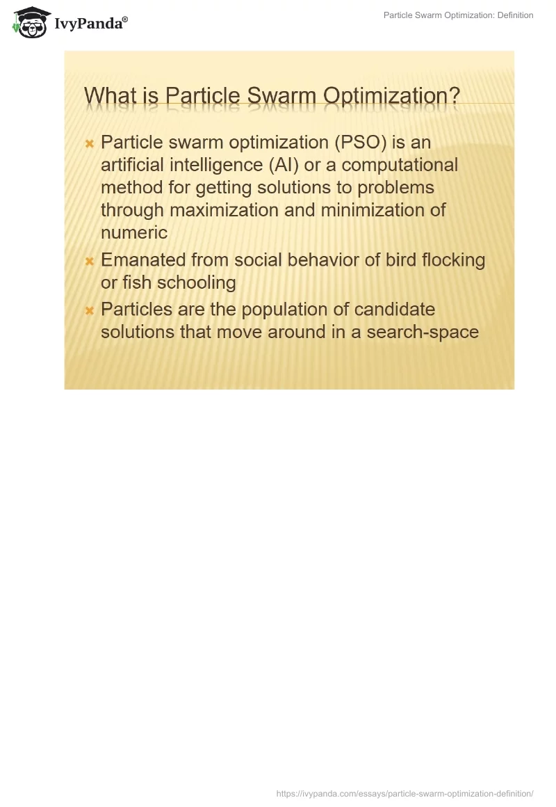 Particle Swarm Optimization: Definition. Page 2