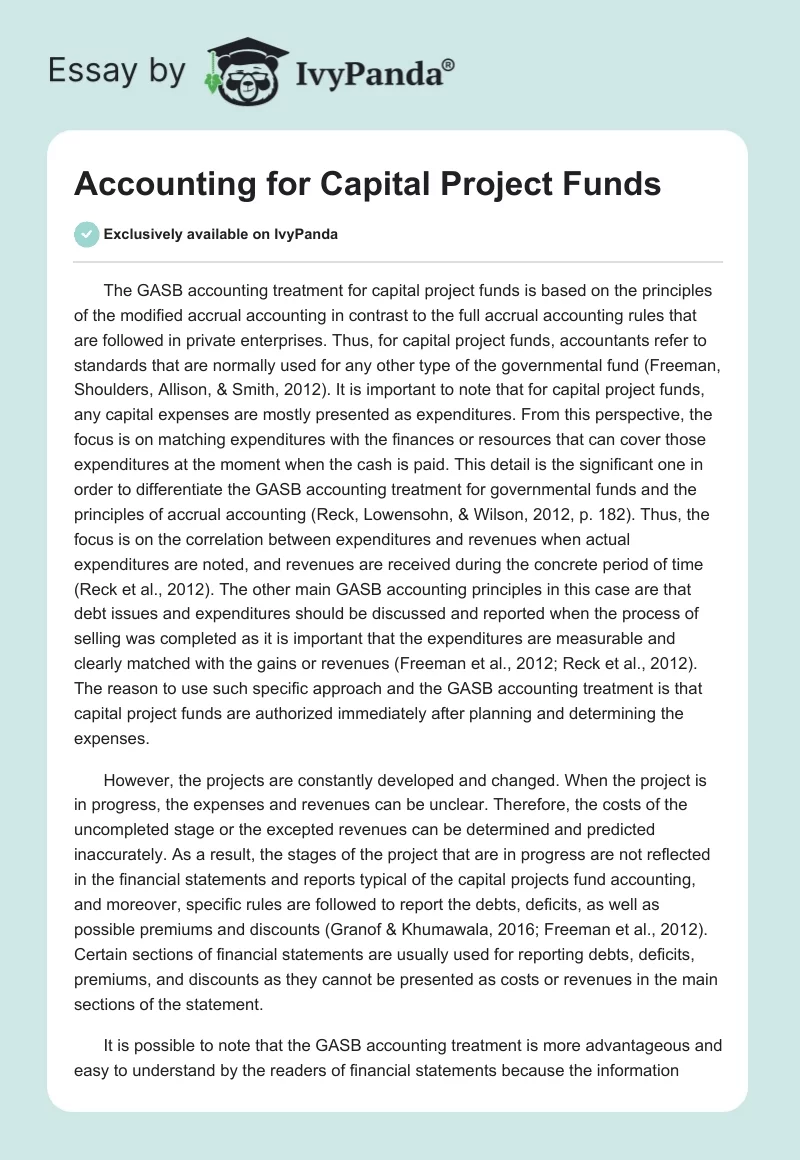 Accounting for Capital Project Funds. Page 1