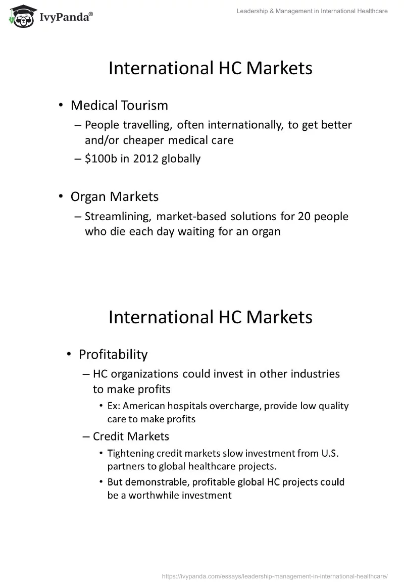 Leadership & Management in International Healthcare. Page 5