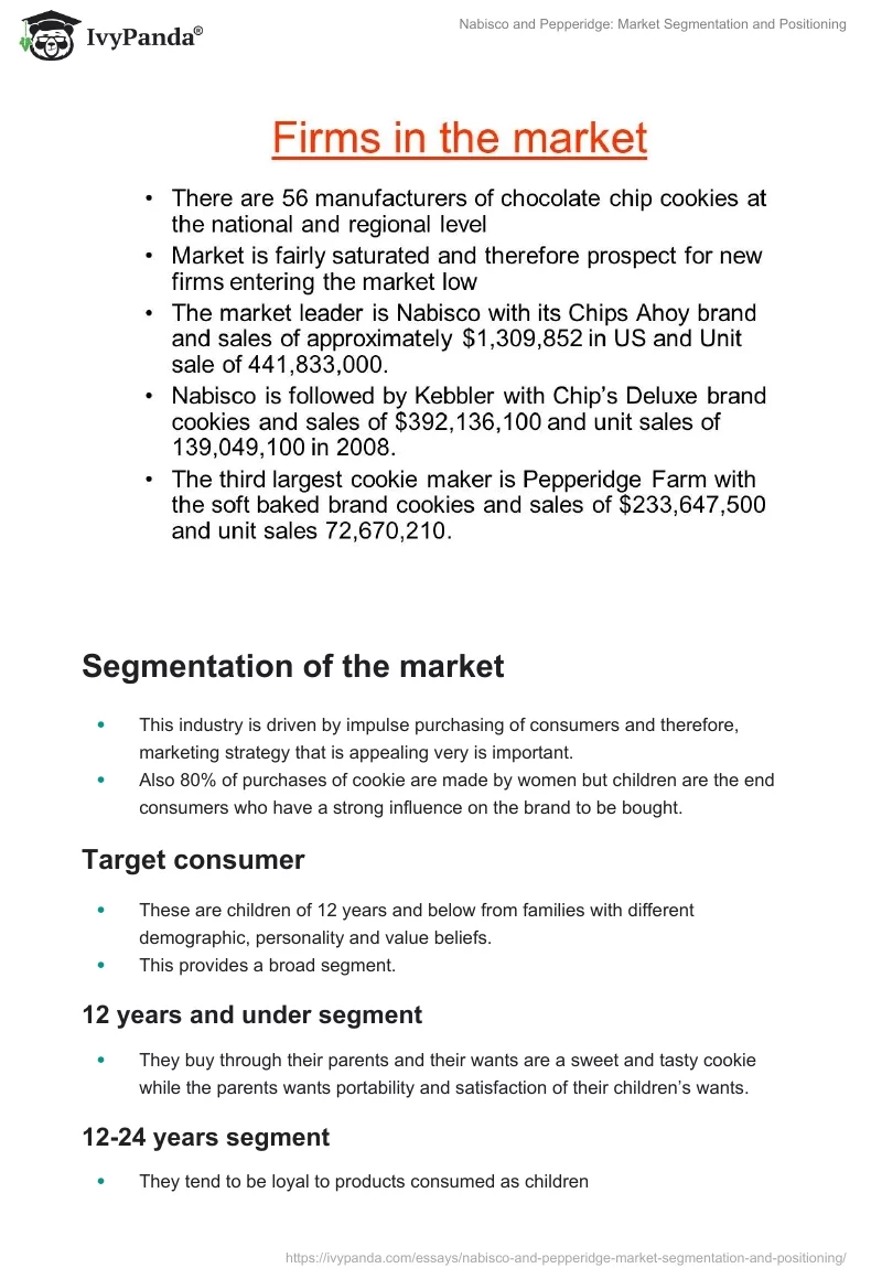 Nabisco and Pepperidge: Market Segmentation and Positioning. Page 3
