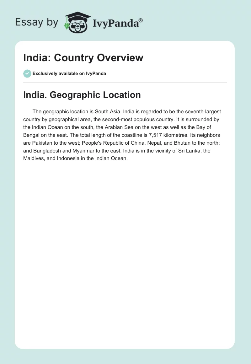 India: Country Overview. Page 1