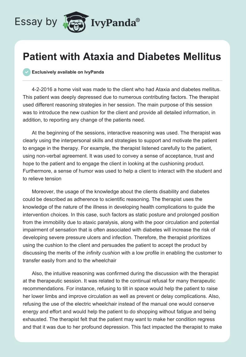 Patient with Ataxia and Diabetes Mellitus. Page 1