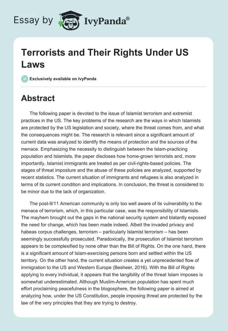 Terrorists and Their Rights Under US Laws. Page 1