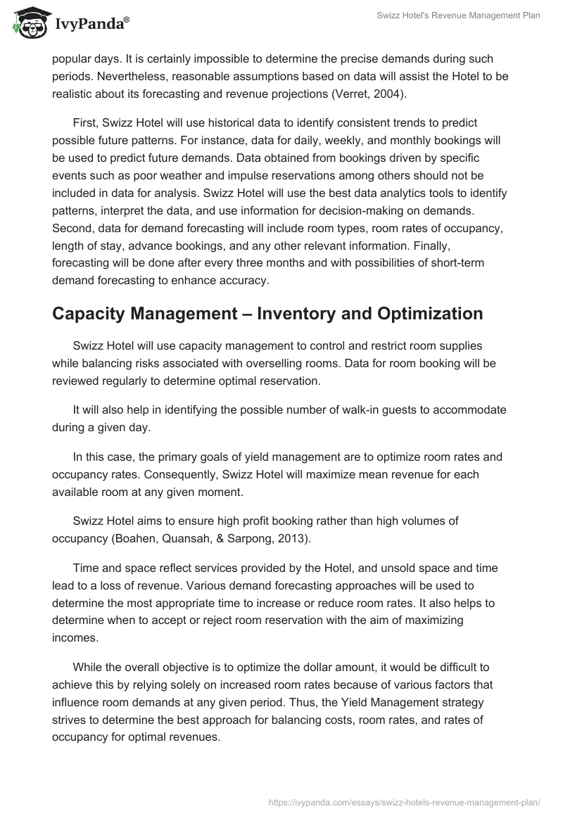 Swizz Hotel's Revenue Management Plan. Page 4