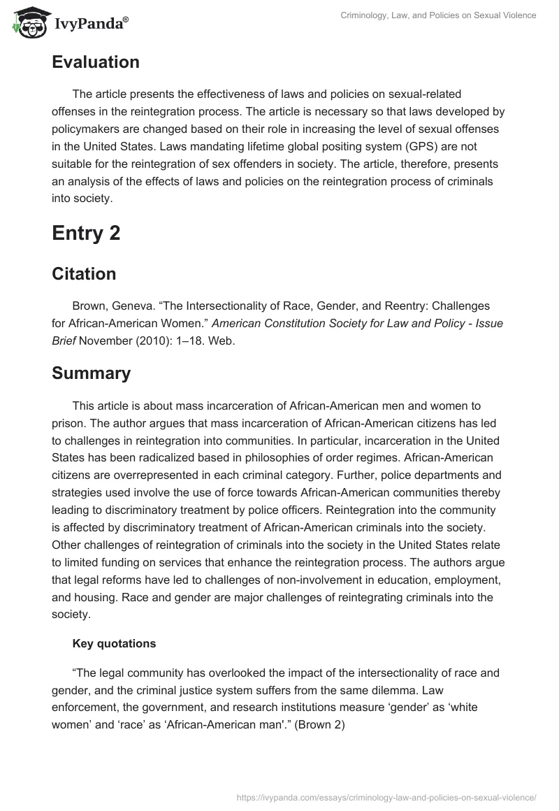 Criminology, Law, and Policies on Sexual Violence. Page 2