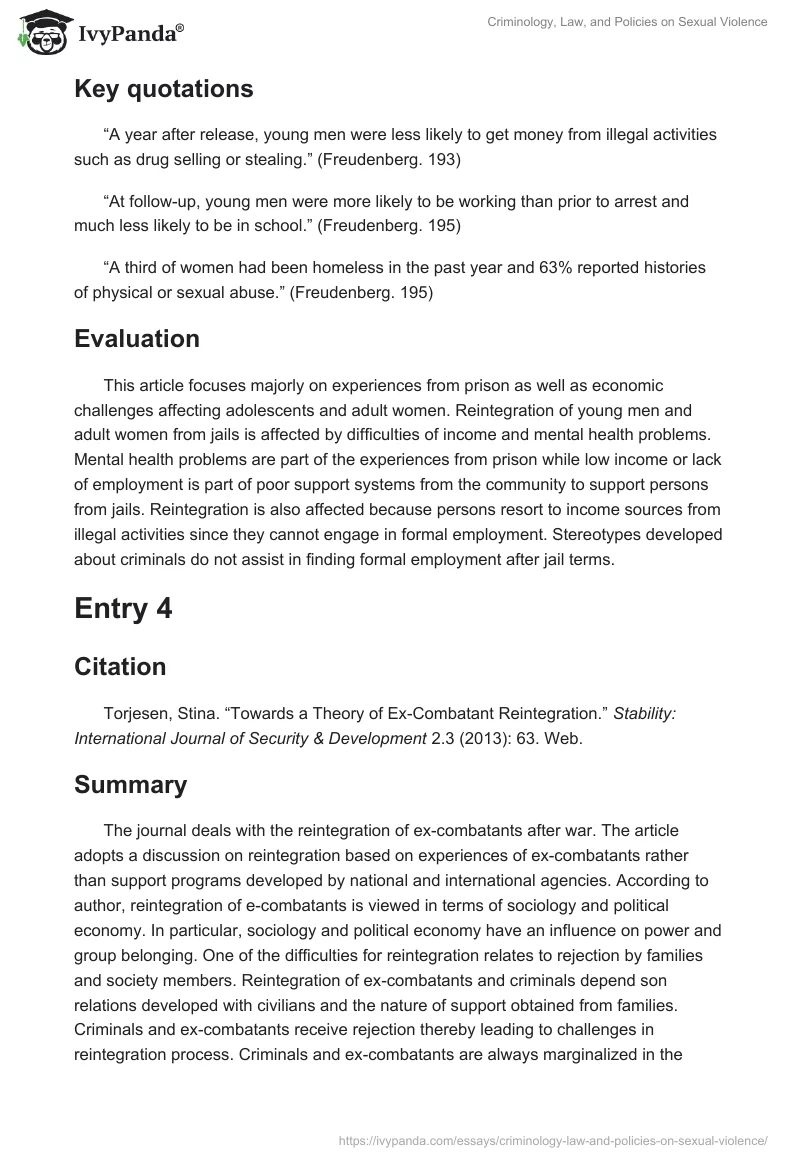 Criminology, Law, and Policies on Sexual Violence. Page 4