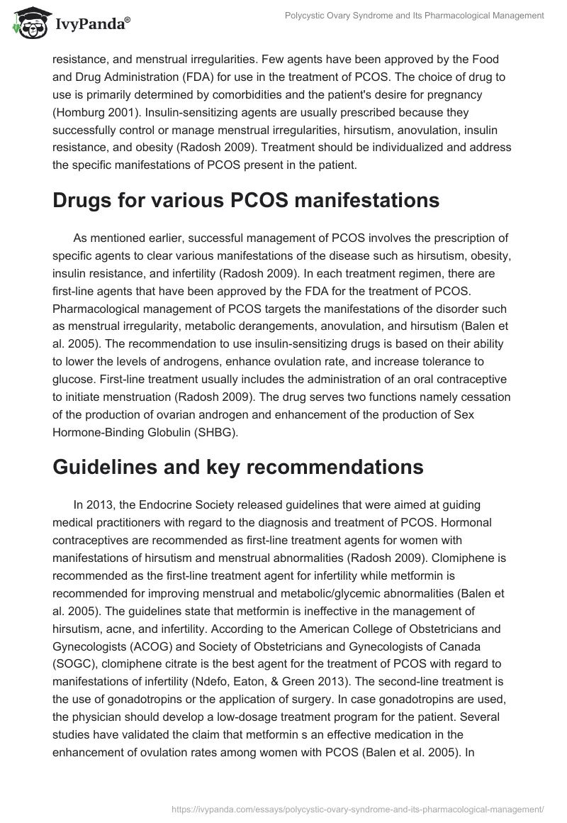 Polycystic Ovary Syndrome and Its Pharmacological Management. Page 2