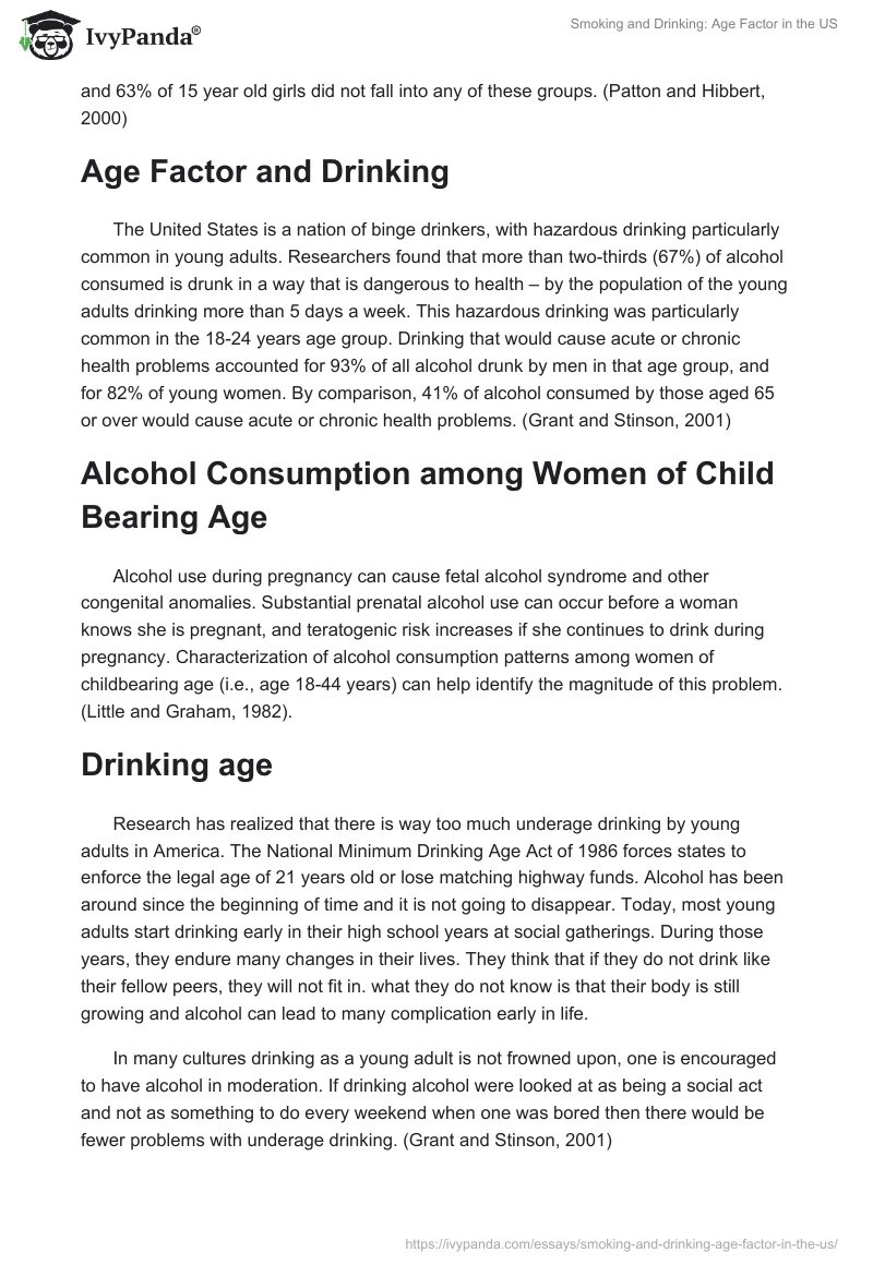 Smoking and Drinking: Age Factor in the US. Page 2