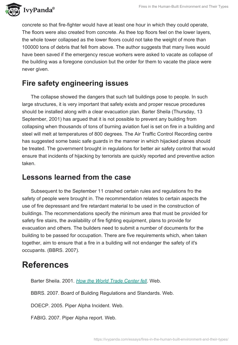 Fires in the Human-Built Environment and Their Types. Page 5