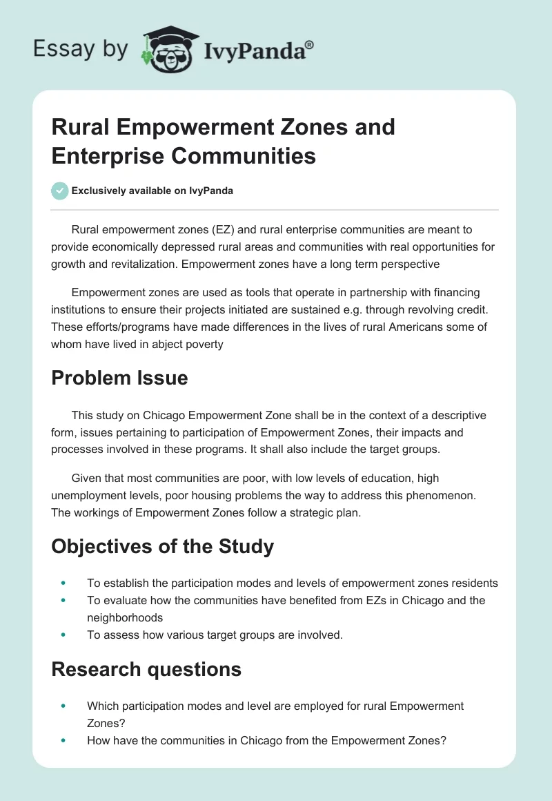 Rural Empowerment Zones and Enterprise Communities. Page 1